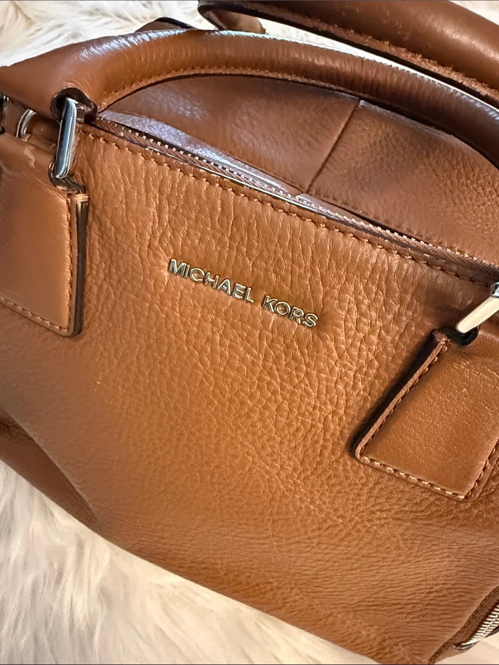 Michael Kors Brown Leather Satchel with Top Handles EUC